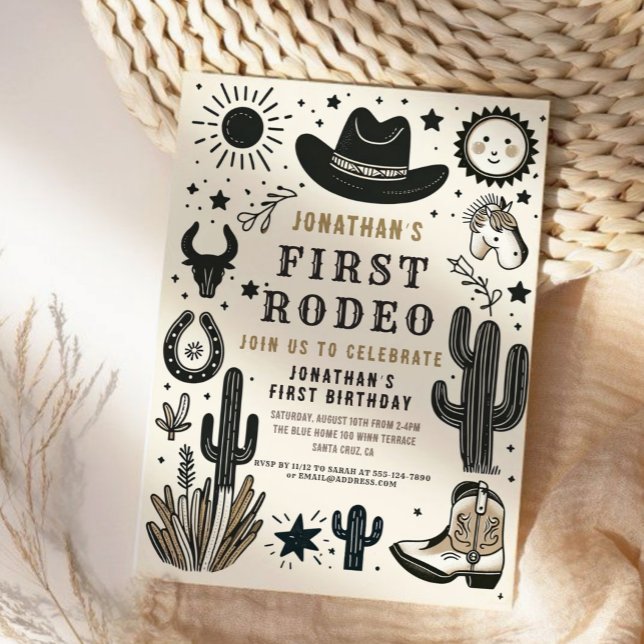 Cowboy Wild Western First Rodeo First Birthday 1st Invitation (Creator Uploaded)