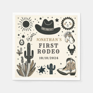 Cowboy Wild Western First Rodeo First Birthday 1st Napkins