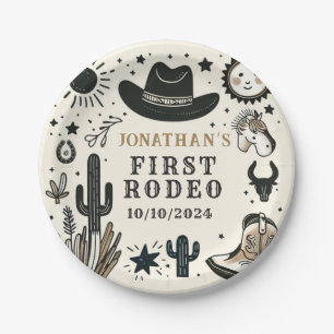 Cowboy Wild Western First Rodeo First Birthday 1st Paper Plates