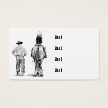 Cowboy With Girl On Horse  Riding Lesson  Pencil by joyart at Zazzle