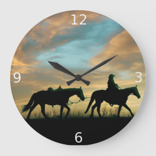 COWBOY WITH HORSE LARGE CLOCK