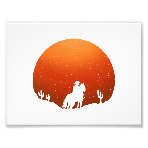 Cowboy with horse Wild West sunset landscape Photo Print