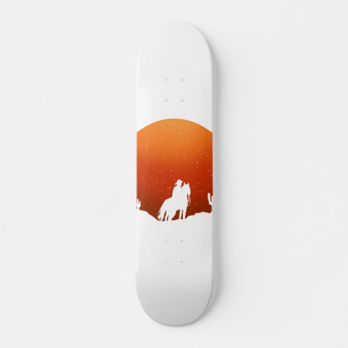 Cowboy with horse Wild West sunset landscape Skateboard