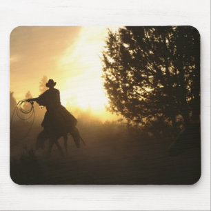 Cowboy with Lasso in Sunset Mouse Pad