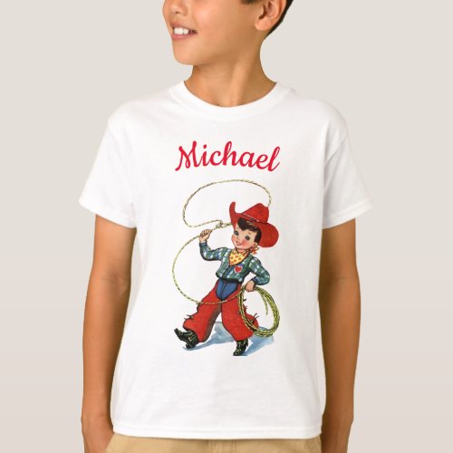 Cowboy with lasso Rope personalized name boy T_Shirt