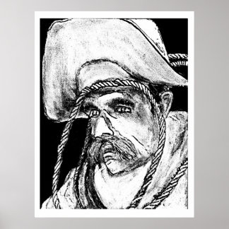 Cowboy with Rope B&W 2 jGibney The MUSEUM Zazzle Poster