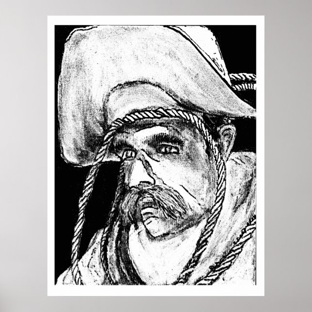 Cowboy with Rope B&W 2 jGibney The MUSEUM Zazzle  Poster (Front)