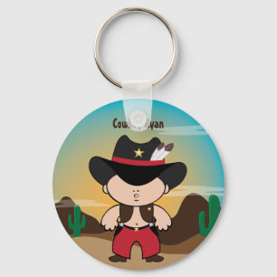 Cowboy with sheriff hat Keychain