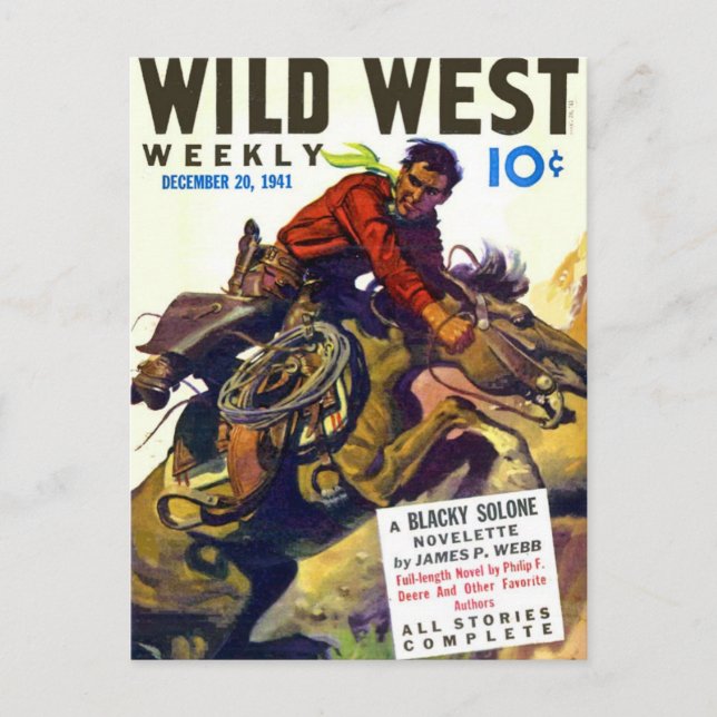 Cowboy With Wildly Bucking Horse Postcard (Front)