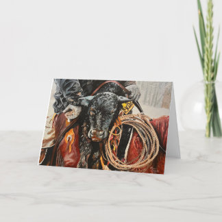 Cowboy working Cattle, Gratitude Card
