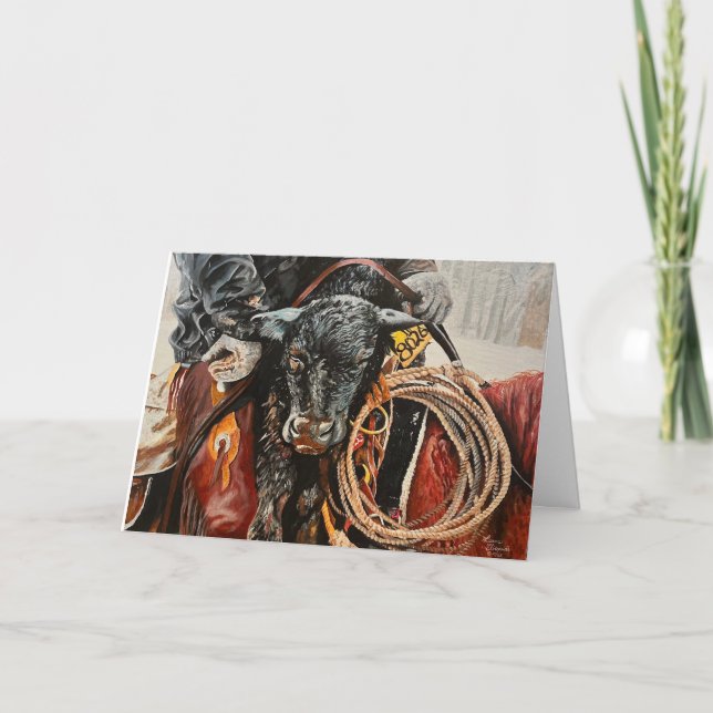 Cowboy working Cattle, Gratitude Card (Front)