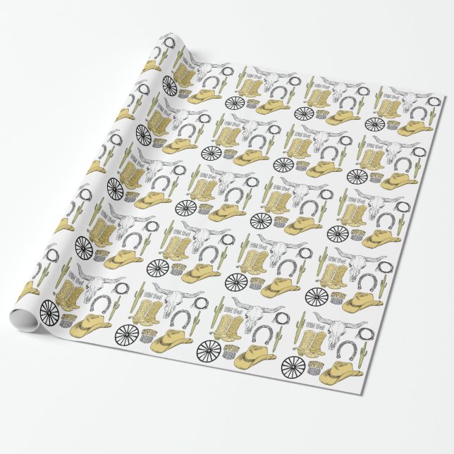 Cowboy Wrapping Paper (Unrolled)