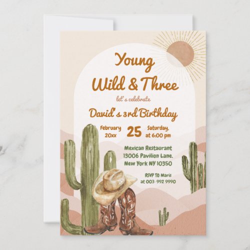 Cowboy Young Wild and Three Desert Birthday