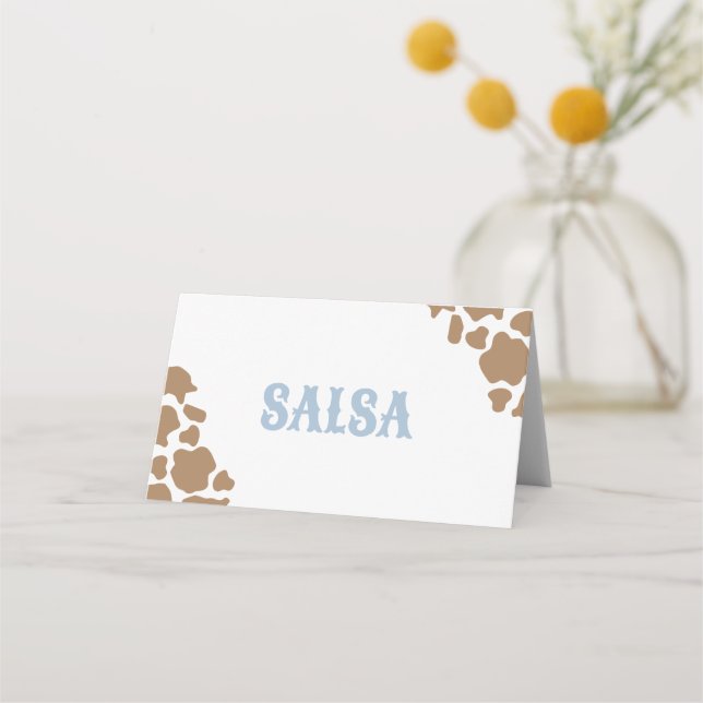 Cowboyl Rodeo Birthday Food Labels Place Card (Front)