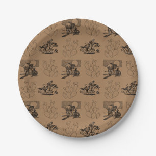 Cowboys and Cactus Paper Party Plate
