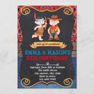 Cowboys and Indians birthday invitation