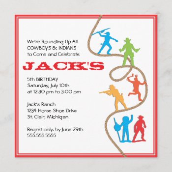 Cowboys And Indians Birthday Party Invitation by OrangeOstrichDesigns at Zazzle