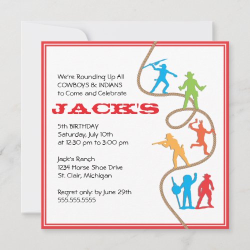 Cowboys and Indians Birthday Party Invitation