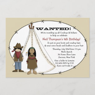 Cowboys and Indians Birthday Party Invitation