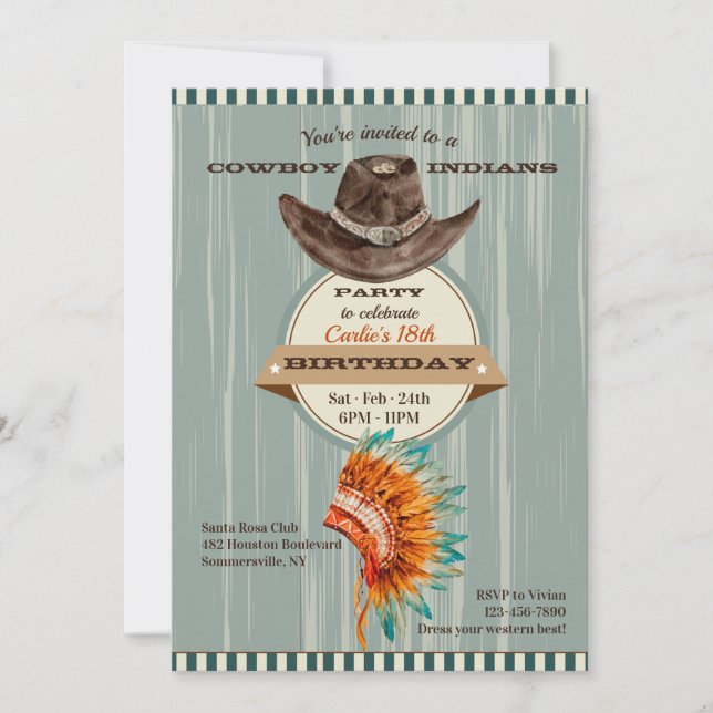 Cowboys and Indians Party Invitation (Front)