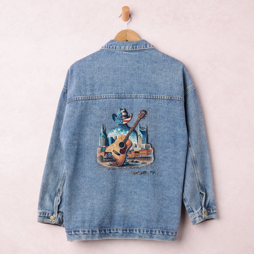 Disover Cowboys and Nashville Is Country Music City Denim Jacket