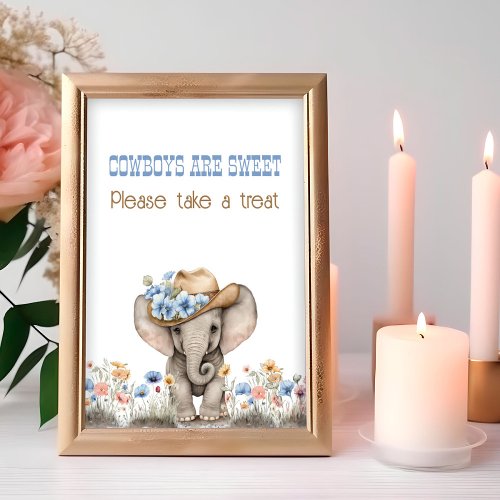 Cowboys are Sweet Boho Elephant Baby Shower Favor Poster