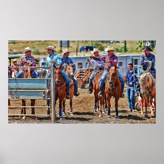Cowboys at a rodeo Poster (Front)