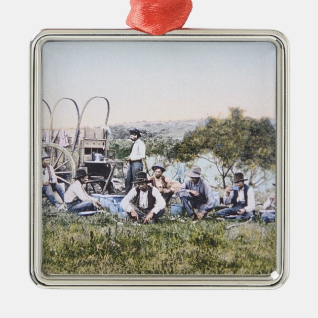 Cowboys at Lunch, 1904 (photo) Metal Ornament (Front)