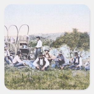 Cowboys at Lunch, 1904 (photo) Square Sticker