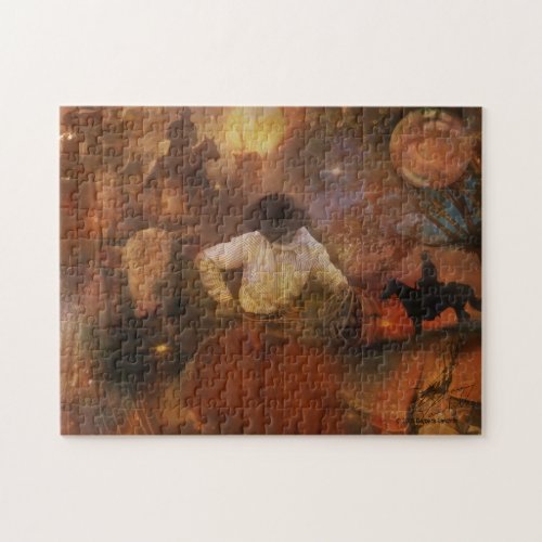 Cowboys _ Boots Wild Horses  Western Sunsets Jigsaw Puzzle