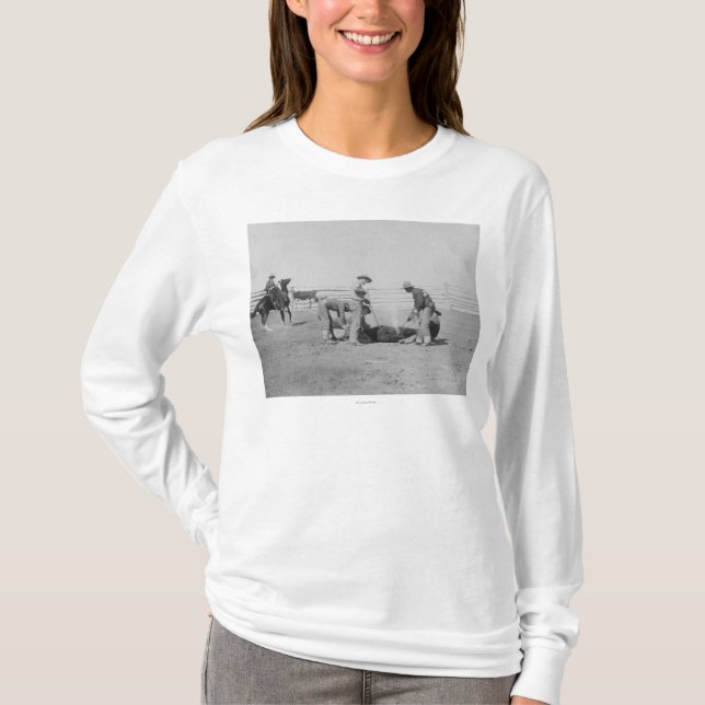 Cowboys Branding a Calf PhotographSouth Dakota T-Shirt (Front)