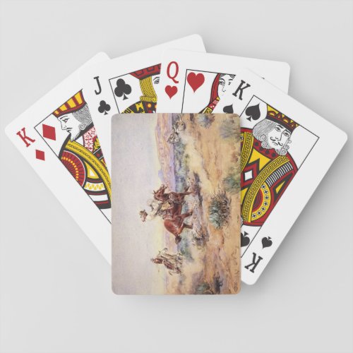 Cowboys Catching a Wolf with a Rope Lasso Poker Cards