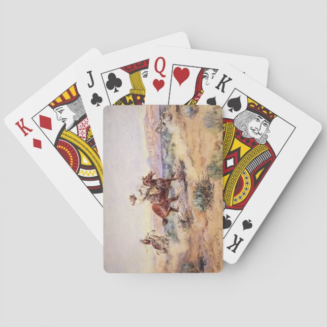 Cowboys Catching a Wolf with a Rope Lasso Poker Cards (Back)
