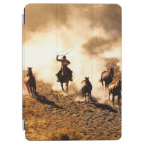 Cowboys chasing wilding horses. roping and riding, iPad air cover