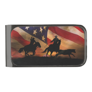 Cowboys Country Western Gunmetal Finish Money Clip