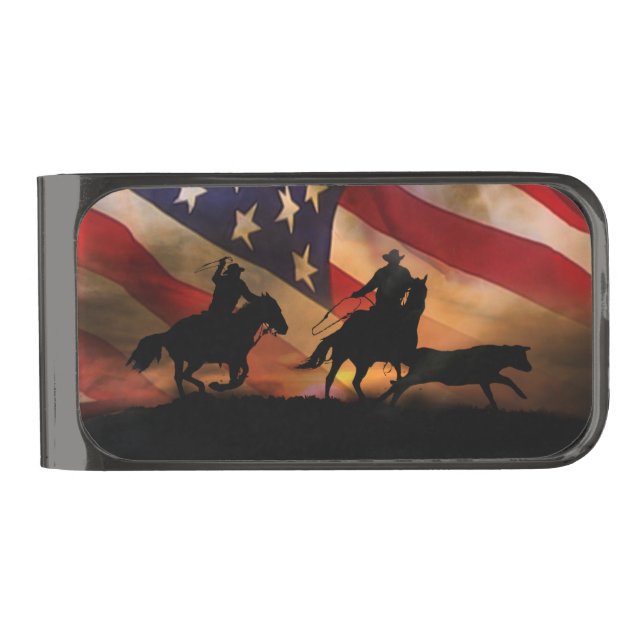 Cowboys Country Western Gunmetal Finish Money Clip (Front)