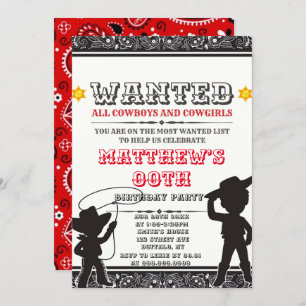 Cowboys & Cowgirls Bandana Birthday Party Invites
