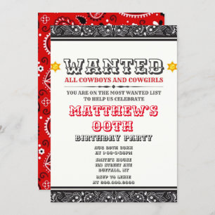Cowboys & Cowgirls Bandana Birthday Party Invites