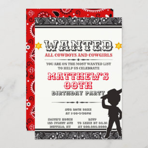 Cowboys & Cowgirls Bandana Birthday Party Invites