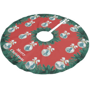 Cowboys Cowgirls Roping in Blue Holiday Tree Skirt
