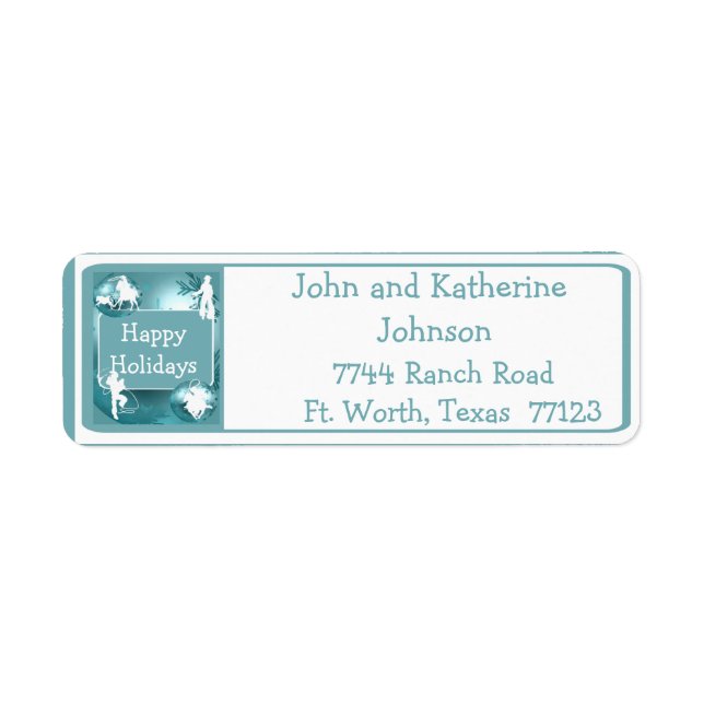 Cowboys Cowgirls Roping On Blue Photo Labels (Front)