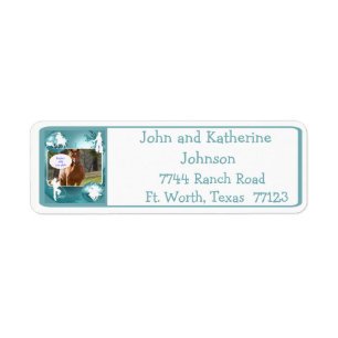 Cowboys Cowgirls Roping On Blue Photo Labels