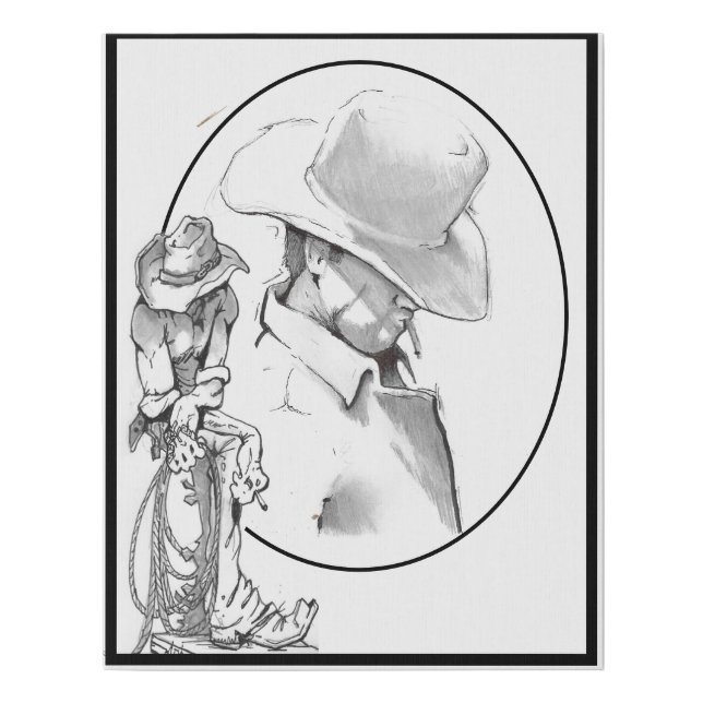 cowboys drawing faux canvas print (Front)