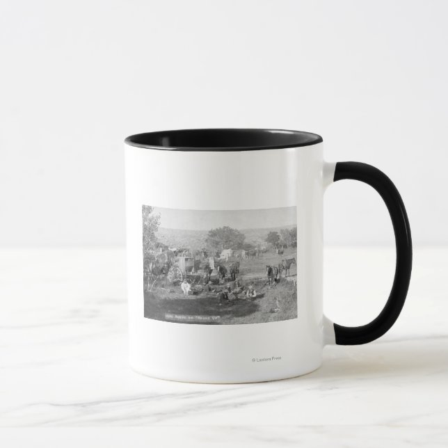 Cowboys Eating around a Campsite Photograph Mug (Right)