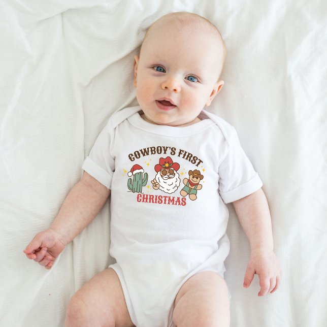 Cowboy's First Christmas T-Shirt Baby Bodysuit (Creator Uploaded)