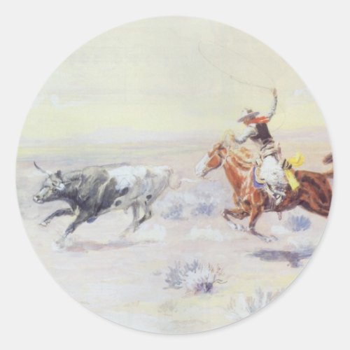 Cowboys from the Bar Triangle by CM Russell Classic Round Sticker
