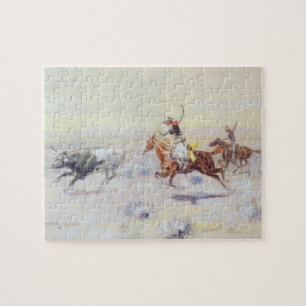 Cowboys from the Bar Triangle by CM Russell Jigsaw Puzzle