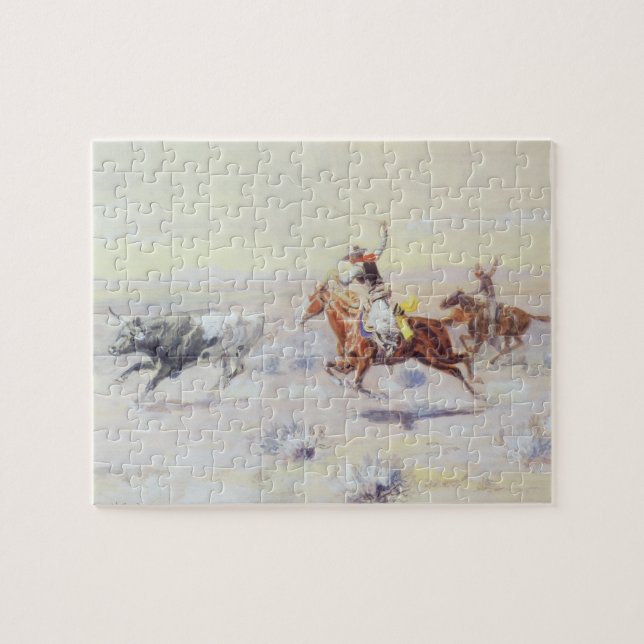 Cowboys from the Bar Triangle by CM Russell Jigsaw Puzzle (Horizontal)