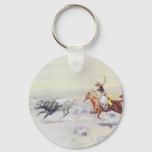 Cowboys from the Bar Triangle by CM Russell Keychain