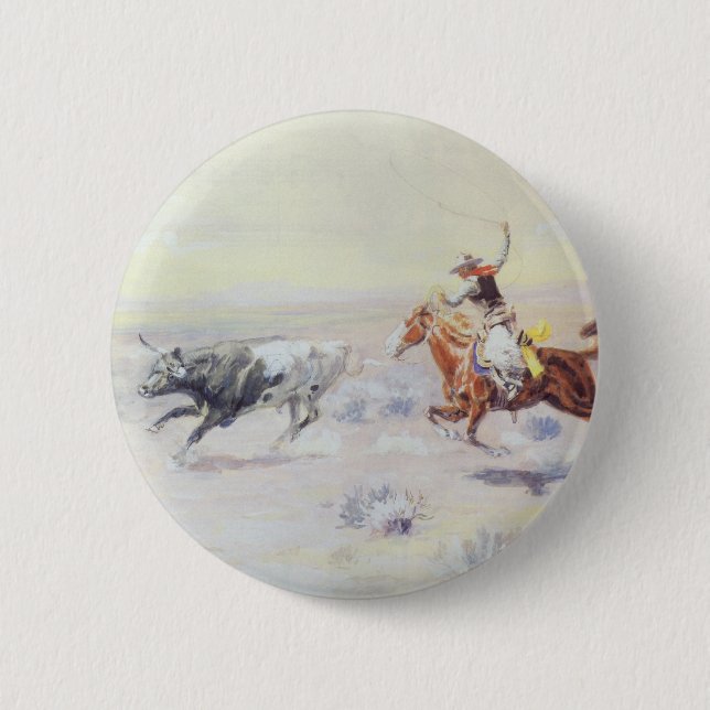 Cowboys from the Bar Triangle by CM Russell Pinback Button (Front)